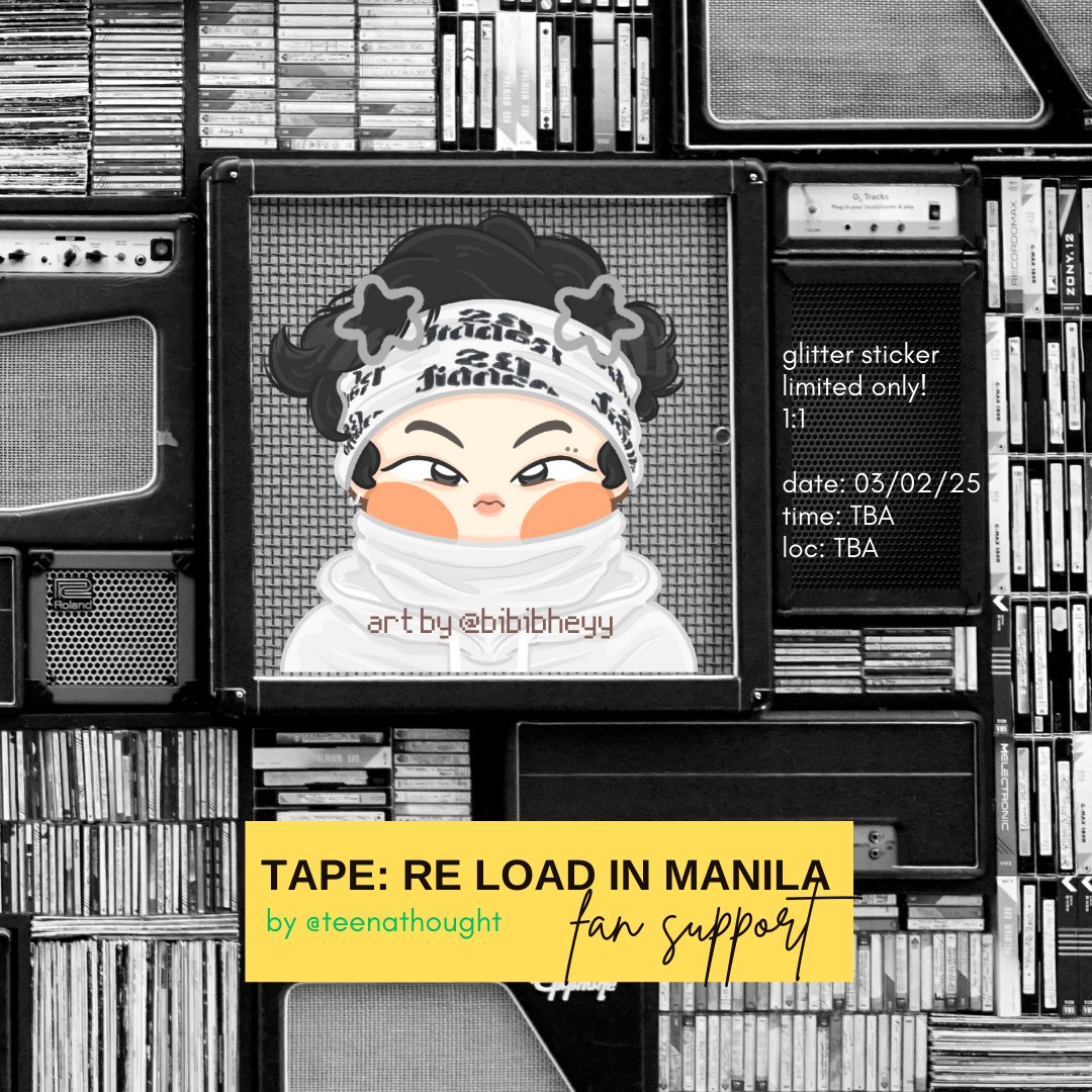 teenathought's tweet photo. JAYB TAPE: RE LOAD in Manila fansupport

📼 glitter sticker (art by @bibibheyy)
📼 limited, 1:1
📼 loc&amp;time will be announced on Mar 2!
📼 pls like &amp; rt 🤍

Please always show your support to @jaybnow_hr! Tix still available via https://t.co/nO5n00HoqT #TAPERELOADINMANILA #JAYB https://t.co/wqySbP9BiP