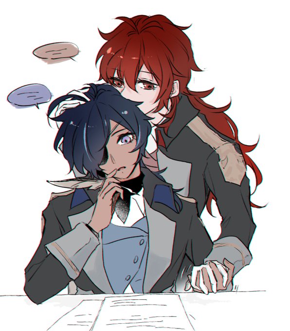 ディルック(原神) ,ガイア(原神) 「work 」|黑のイラスト