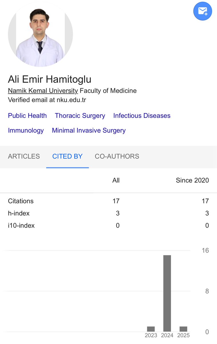 mdaliemir's tweet photo. Never would I have imagined reaching an h-index of 3 as a medical student! Grateful for the journey, the collaborations, and the mentors who made this possible.  

#MedicalResearch #Academia #medicalschool #Research https://t.co/ZuSSiTmuhM