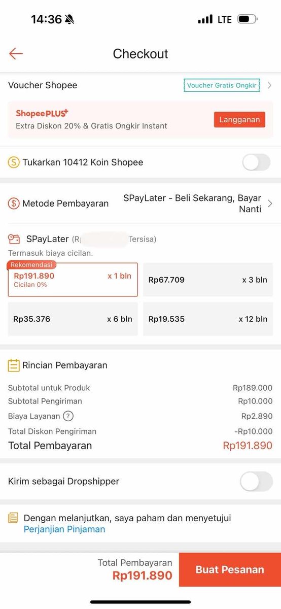 Mesti cobain bayar pake SPayLater buat co Shopee atau bayar QRIS sekarang bunga 0%. Pilih yang sebulan aja kak biar cicilan 0% 🤭