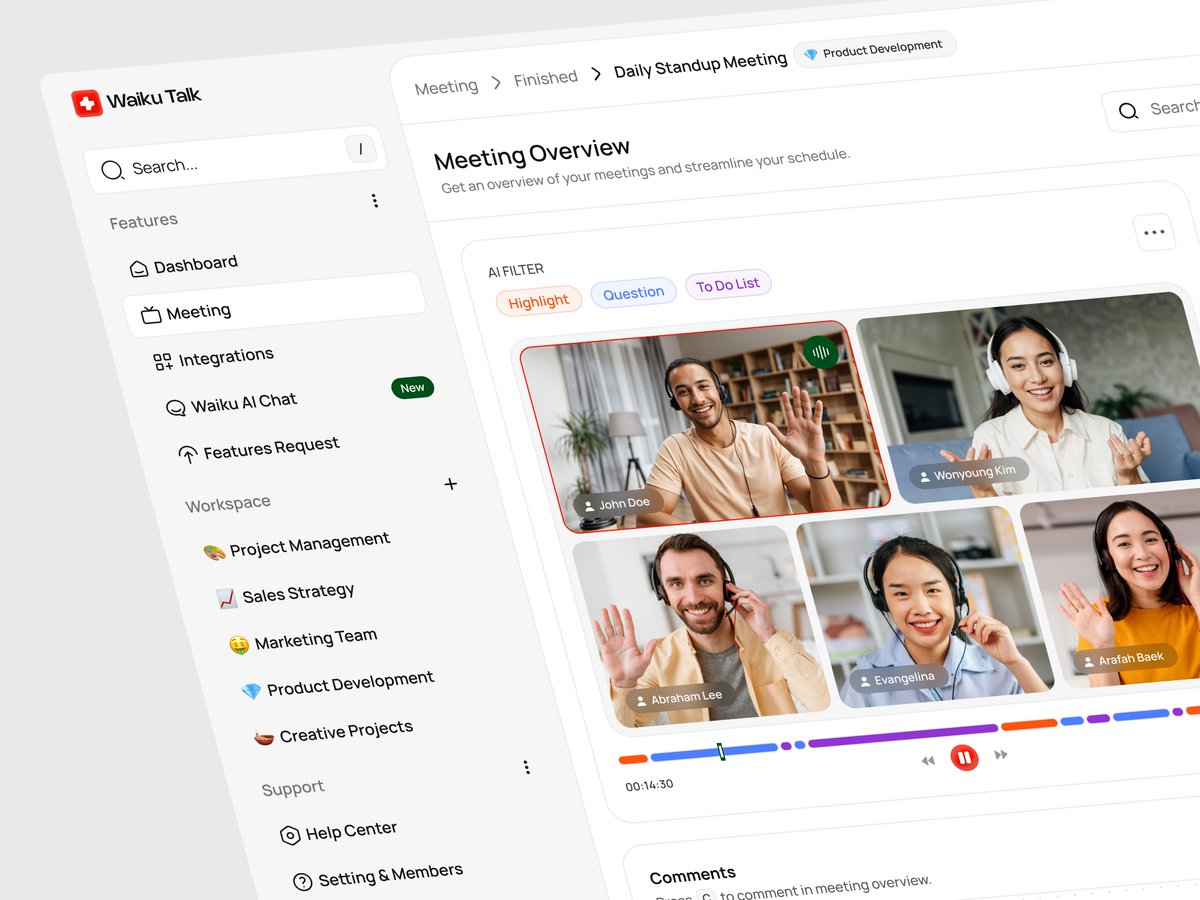 Waiku Talk - AI Meeting Dashboard  

#lightmode #meetingdashboard #uiux #uidesign