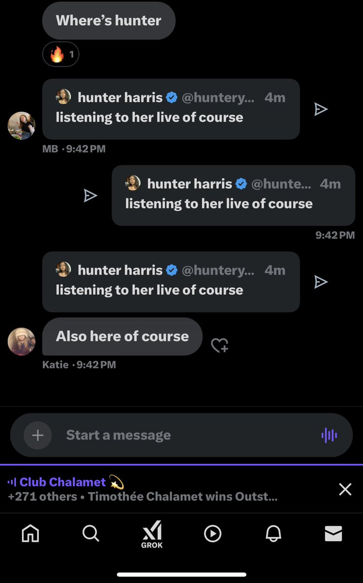 it isn’t a club chalamet moment without <a href="/hunteryharris/">hunter harris</a> involvement 

<a href="/emmbeejayy/">MB</a> 
<a href="/k_tkemp/">Katie</a>