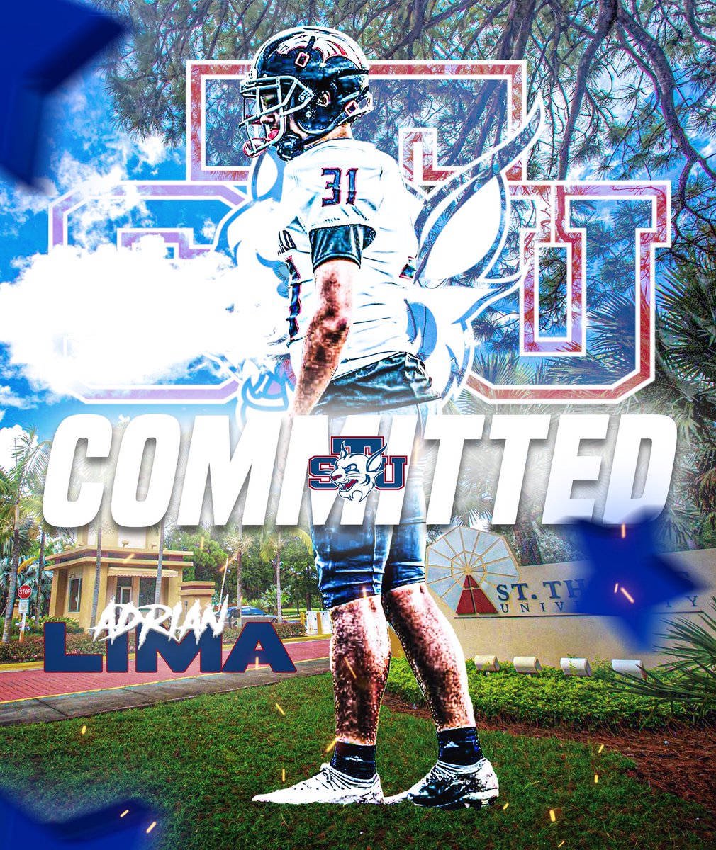Adrian Lima (@adrian_lima07) on Twitter photo I am very blessed to say that I am 1000% committed to St Thomas University 💙❤️🤍 #stu #kicker #committed #1000% #collage #football #family #blessed @TNeymeiyer <a href="/Coach_Oscar13/">Oscar Castañeda</a> <a href="/Coach_Rychel/">Bill Rychel</a> <a href="/STU_Football/">STU Football</a> <a href="/JerryRecruiting/">Rising Stars</a> I am very blessed to say that I am 1000% committed to St Thomas University 💙❤️🤍 #stu #kicker #committed #1000% #collage #football #family #blessed @TNeymeiyer <a href="/Coach_Oscar13/">Oscar Castañeda</a> <a href="/Coach_Rychel/">Bill Rychel</a> <a href="/STU_Football/">STU Football</a> <a href="/JerryRecruiting/">Rising Stars</a>