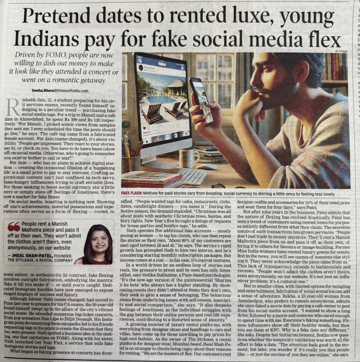 Sonakshi Vashistha (@sonakshi_v) on Twitter photo An obsession with status and validation through online platforms.
Sad but true ! Good read <a href="/bhura_sneha/">Sneha Bhura</a> 🌸 <a href="/timesofindia/">The Times Of India</a> An obsession with status and validation through online platforms.
Sad but true ! Good read <a href="/bhura_sneha/">Sneha Bhura</a> 🌸 <a href="/timesofindia/">The Times Of India</a>