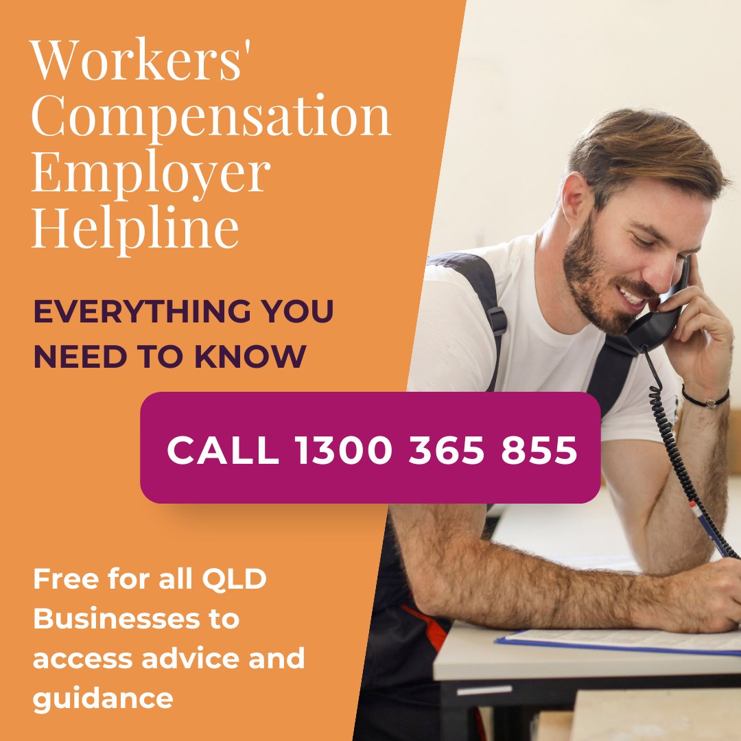 Did you know we offer a FREE workers' compensation helpline for Queensland employers?

To speak with a Workplace Advisor, call us on  1300 365 855.

For further information on how we can assist you, visit 👉 bit.ly/WorkersCompHel…