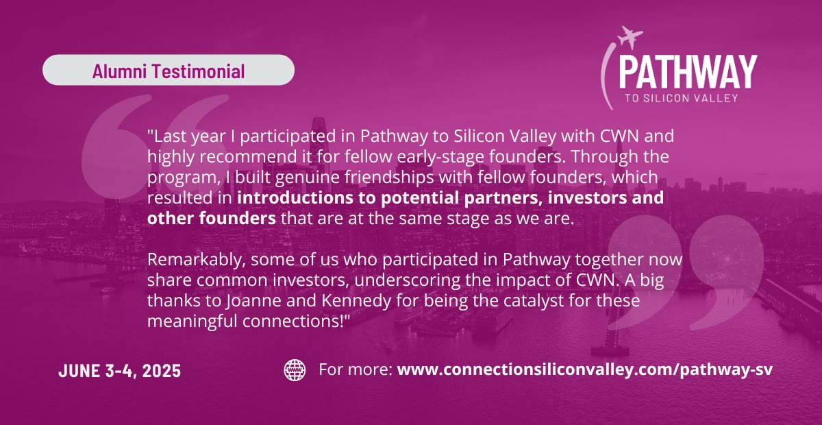 Imagine leaving Silicon Valley with funding, game-changing partnerships, and investor connections that accelerate your startup. 👀

If you’re a woman founder ready to scale in the U.S., join our next Pathway to Silicon Valley info session Feb. 25.

share.hsforms.com/1cIPiFMxzQuKQ0…