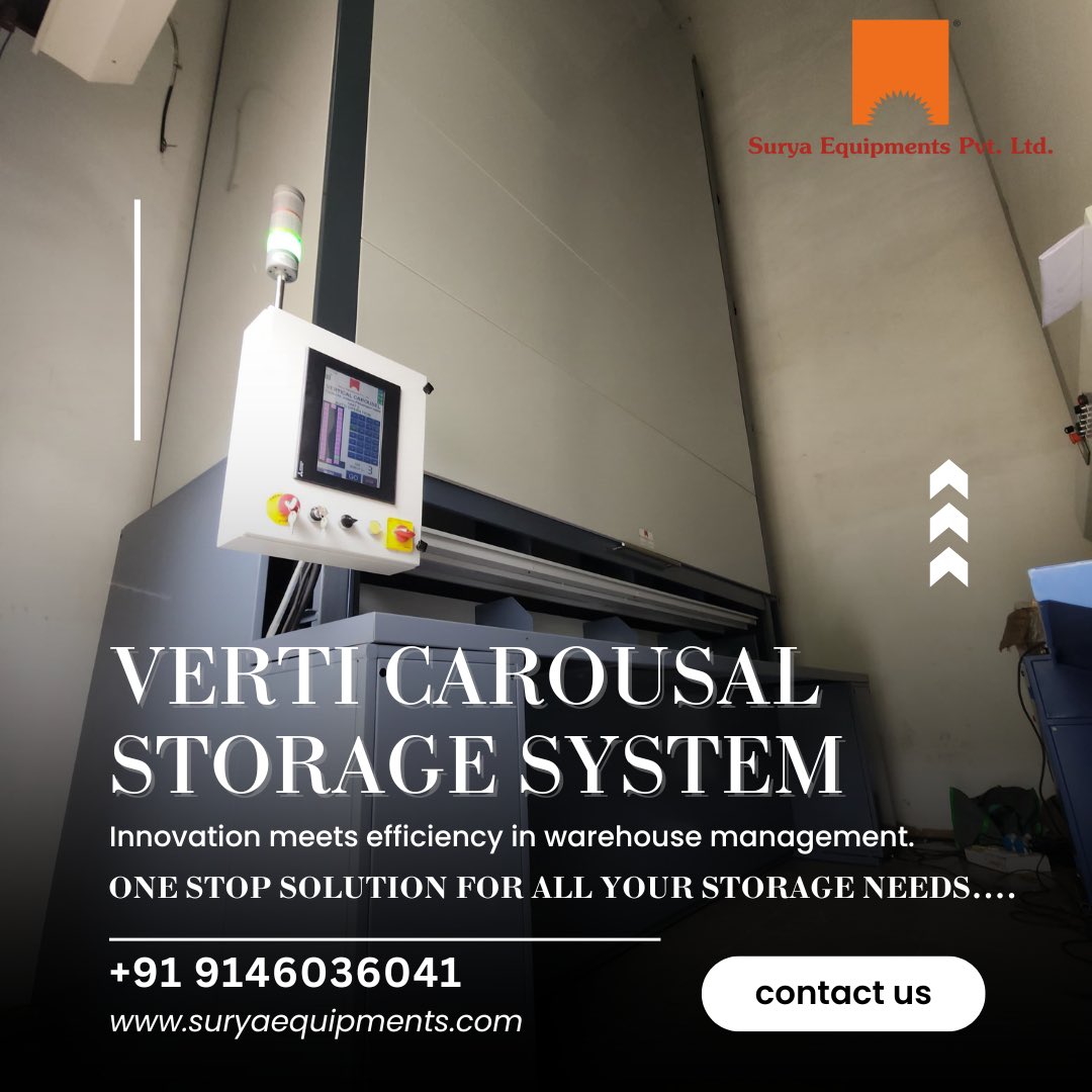 SuryaEquipments's tweet photo. Transform your warehouse into a model of efficiency with the Verti Carousal! Space-saving innovation at its finest. #StorageSolutions #warehouseefficiency #spacesaving #storagesolutions #storage #innovation #storageracking #rackingsystem #racksonracks #warehousmanagementsystem https://t.co/28MYJ6L6nH