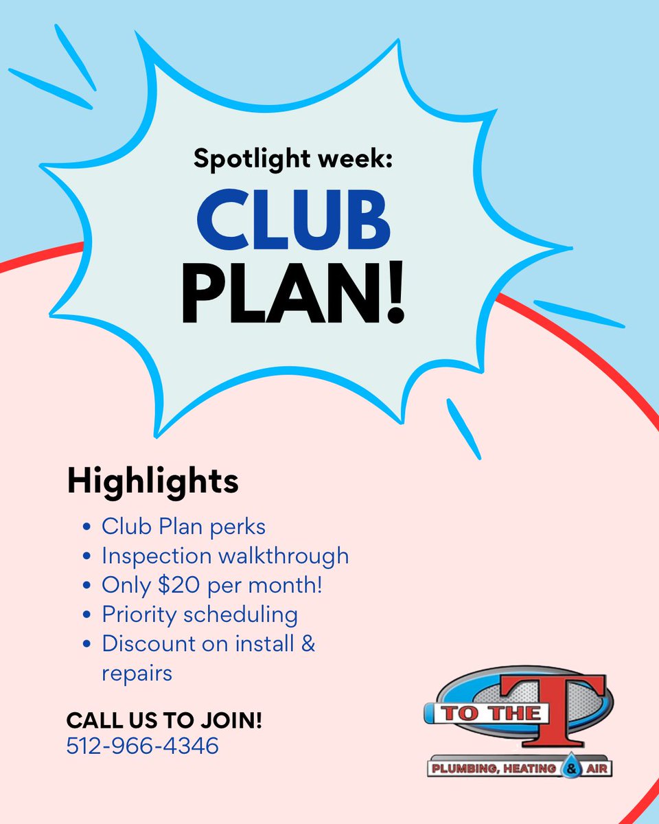 TotheTofAustin's tweet photo. 🌟 This week, we're diving into the incredible benefits and perks of our club plan!

#ReliableService #hvac #plumbing #sustainability #family #austintx #leandertx https://t.co/jTTKiulQig