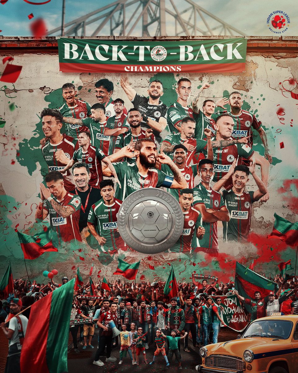 iFF_News's tweet photo. Champions of the league! 🏆 @mohunbagansg lift the ISL Shield, proving their dominance throughout the season! A huge round of applause for the team, staff, and the ever-passionate fans. #MBGS #ISLShield #LeagueWinners https://t.co/YrcL1Op6Jn