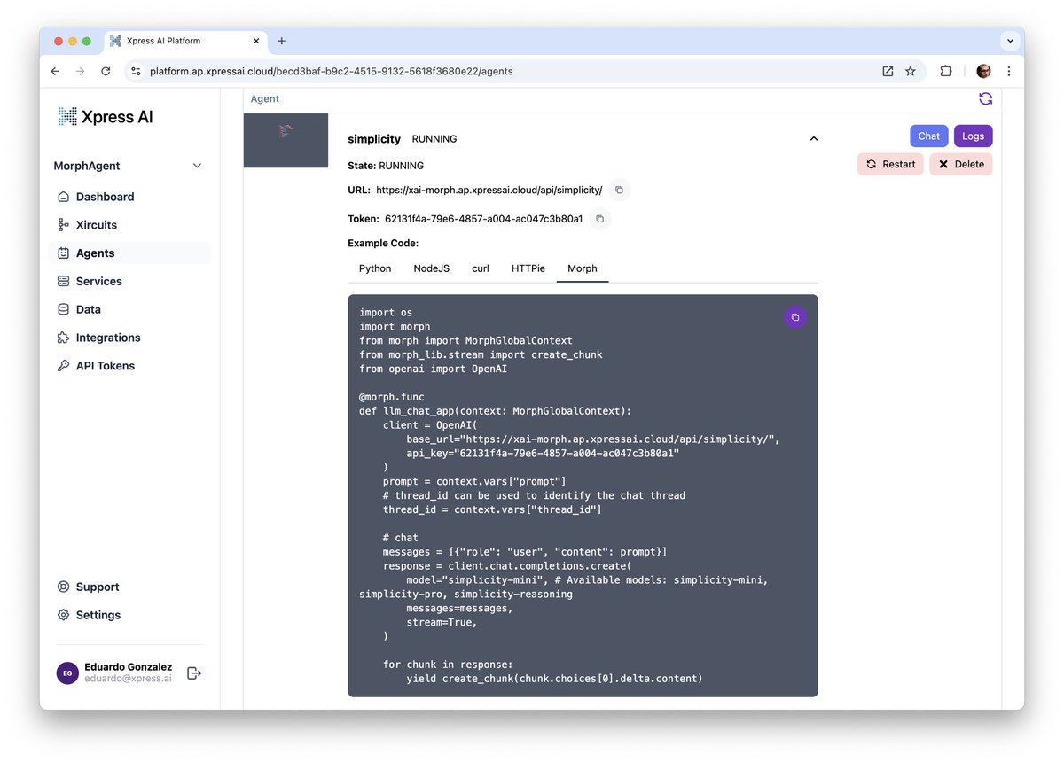 sbtqueue's tweet image. 昨日の @BuildersWeekend ではパートナー間のコラボもしていました。

@xpressai の中にXpressAIで作ったAIエージェントをMorphでアプリ化するテンプレートを追加してもらいました！

Thank you, @wm_eddie 🚀