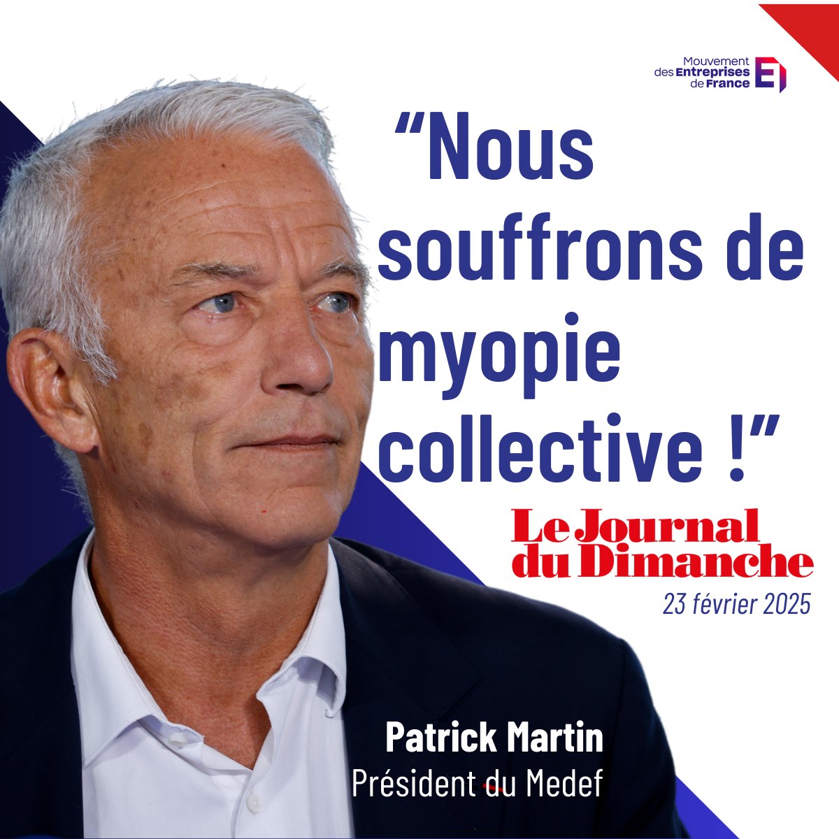 Mouvement des Entreprises de France (@medef) on Twitter photo A LIRE | <a href="/PatrickMartin_1/">Patrick Martin</a> dans <a href="/leJDD/">Le JDD</a> où il exprime son inquiétude concernant les chiffres du rapport de la Cour des comptes, qui révèlent que malgré la réforme en cours, le déficit atteindrait 32 milliards en 2045 et générerait un surcroît d’endettement de 350 milliards d’euros. A LIRE | <a href="/PatrickMartin_1/">Patrick Martin</a> dans <a href="/leJDD/">Le JDD</a> où il exprime son inquiétude concernant les chiffres du rapport de la Cour des comptes, qui révèlent que malgré la réforme en cours, le déficit atteindrait 32 milliards en 2045 et générerait un surcroît d’endettement de 350 milliards d’euros.