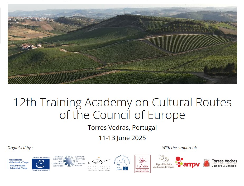 Save the date! The 12th Training Academy on <a href="/culturalroutes/">culturalroutes</a> of the <a href="/coe/">Council of Europe</a>  programme will be organised by <a href="/DestiNapoleon/">Destination Napoleon</a>  and IterVitis in Torres Vedras (Portugal) from 11 to 13 June 2025. This edition will be dedicated to “Cooperation and Cultural Routes” coe.int/en/web/cultura…