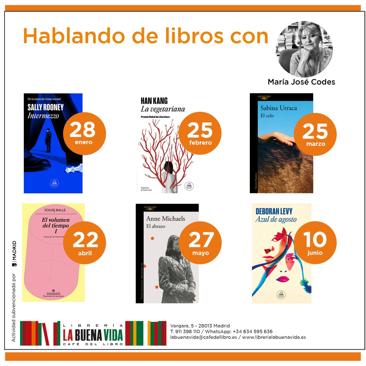 La Buena Vida (@labuenavidalib) on Twitter photo Mañana martes nos juntamos con <a href="/codesmariaj/">María Codes</a> para hablar de 'La vegetariana', de Han Kang (<a href="/randomhouse/">Random House Group</a>) en nuestro #clubdelectura.
Para esta sesión no queda ni una plaza pero aún te puedes unir a alguna de las siguientes:
s.mtrbio.com/nyvjgrbrul
#libreríasindependentes Mañana martes nos juntamos con <a href="/codesmariaj/">María Codes</a> para hablar de 'La vegetariana', de Han Kang (<a href="/randomhouse/">Random House Group</a>) en nuestro #clubdelectura.
Para esta sesión no queda ni una plaza pero aún te puedes unir a alguna de las siguientes:
s.mtrbio.com/nyvjgrbrul
#libreríasindependentes