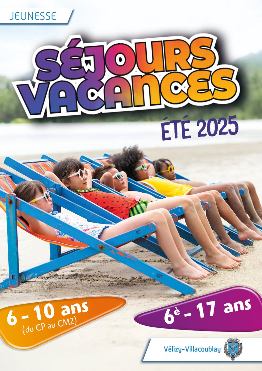 #JEUNESSE SEJOURS ÉTÉ
Aujourd'hui, c'est l'ouverture des réservations pour les grandes vacances ! Il va y avoir du dépaysement à prix mini pour nos jeunes Véliziens ! 
👉Feuilletez la brochure ici : urlr.me/6UMAVQ
⚠ Réservations jusqu'au 16 mars, via le portail famille.
