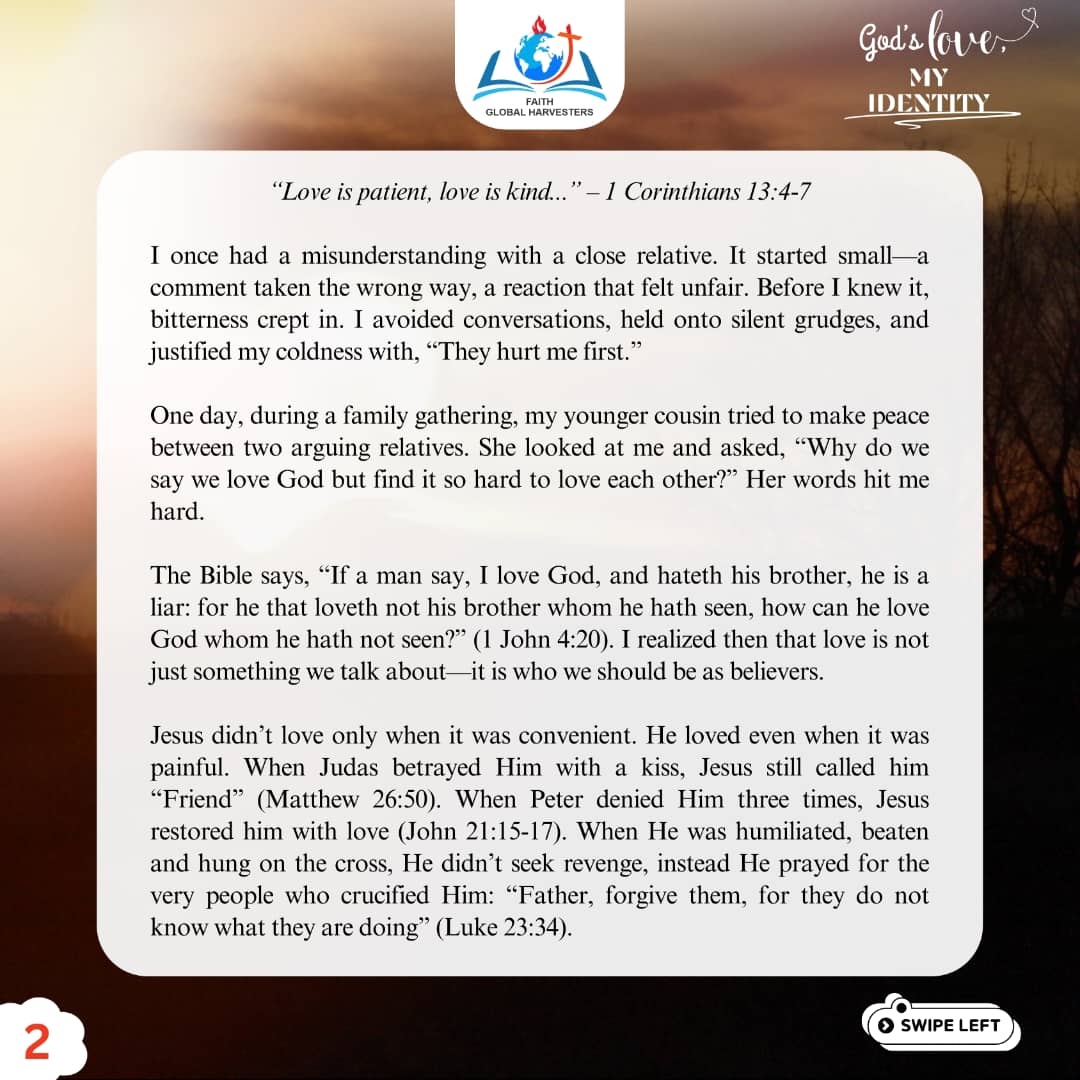 GlHarvesters's tweet photo. What if the way we love others is a reflection of how we understand God's love for us?
Let's dive deeper into this journey of love together.
Share your "yes" to Jesus at https://t.co/TEpxd8szUz
You're loved! God bless you!
#GlHarvesters #Godslove #MyIdentityInChrist #Redeemed https://t.co/qchrxYmSE6