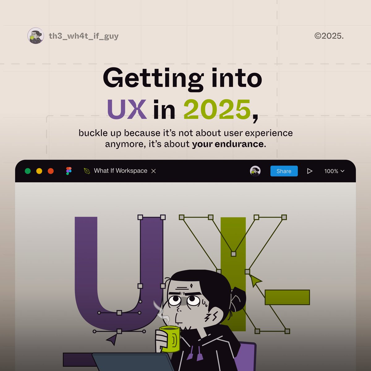 ad3m4d's tweet photo. Trying to break into UX in 2025? Hope you packed snacks, a battle plan, and a therapy budget. Stay strong out there. Read more through the link in my bio.
#UXSurvivalGuide #UXReality #DesignOrCry #UXStruggles #UIUXMadness #TheMarketIsWild #KeepDesigning #UXSurvival #HopeIsReal https://t.co/4SeDGZ7bSc