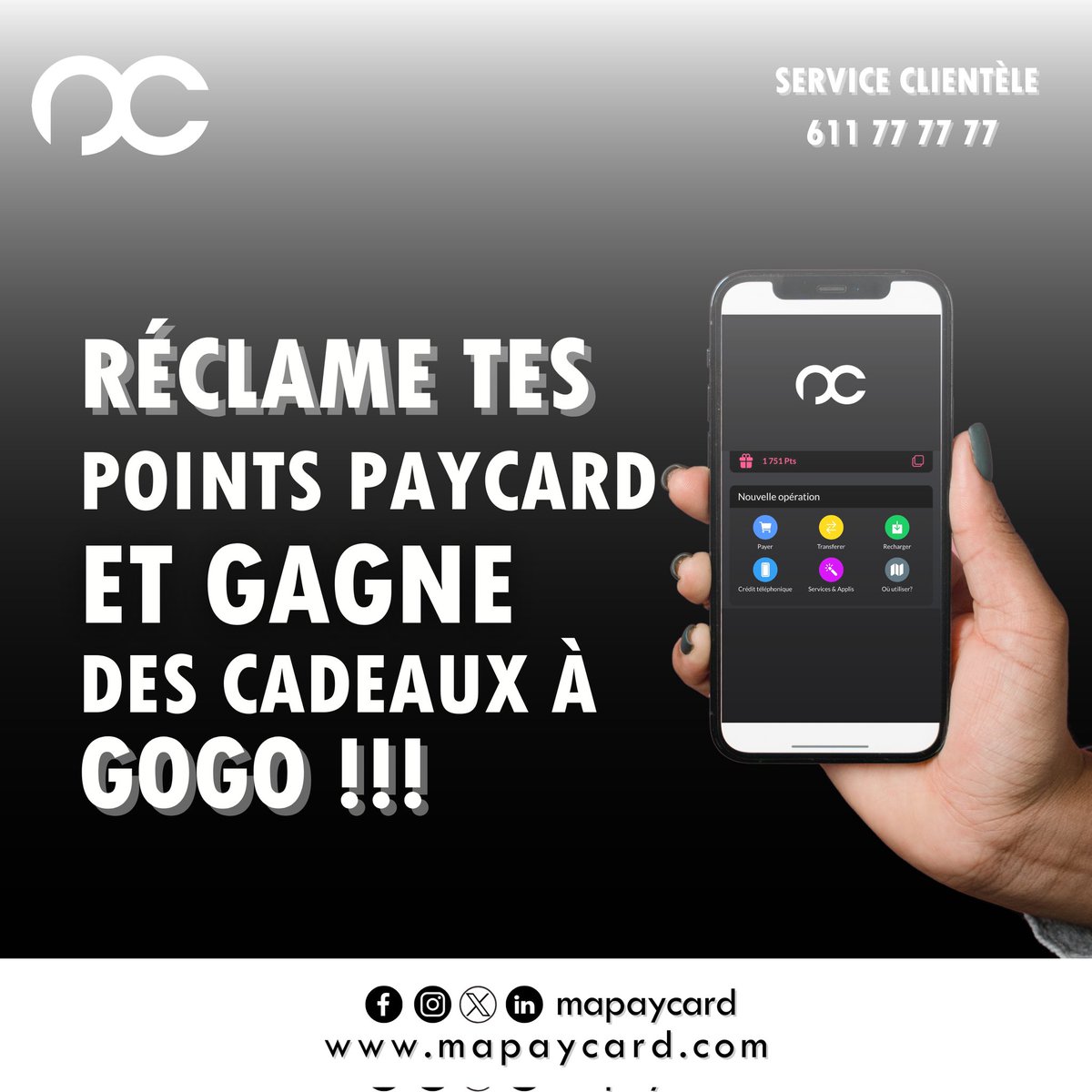 mapaycard's tweet photo. Plus vous l’utilisez, plus vous gagnez des points de fidélité 😉
Réclamez vos points dès maintenant en cliquant sur l’icône cadeau dans l’application📱
PayCard, toujours plus ➕️
#PayCard #Conakry #Mapaycard #madeinguinee #serviceclient https://t.co/Ns9pRtQVZF