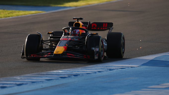 Liam Lawson out on track in the RB19 at Jerez.