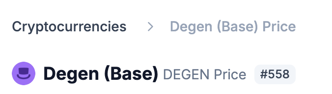 degentokenbase's tweet photo. This tweet is to request @coingecko to update our displayed name from "Degen (Base)" to simply "Degen."

It’s cleaner, clearer, and better reflects our growing presence across multiple chains—though @base remains our primary home. https://t.co/sXGTDwRseL