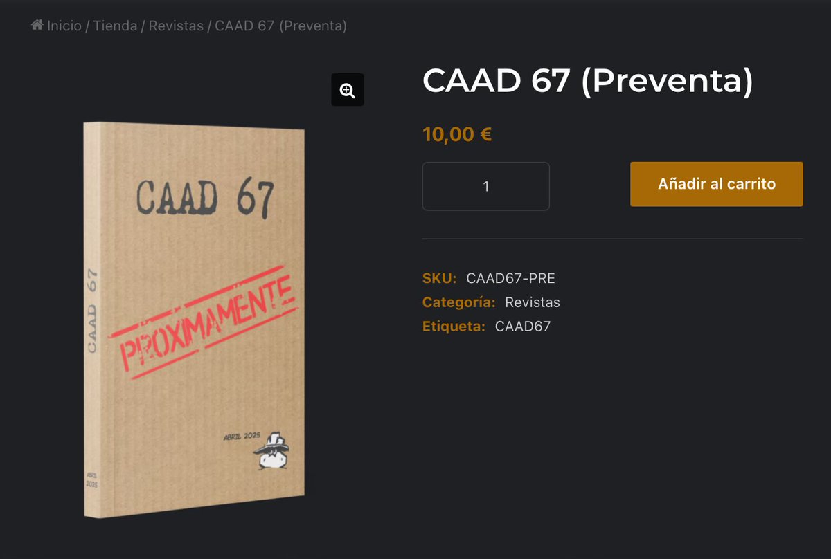 ¡El #CAAD67 está disponible para preventa! Ya te lo puedes ir pidiendo… ☺️

caad.club/tienda/revista…