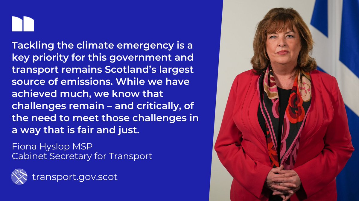 Today <a href="/FionaHyslop/">Fiona Hyslop</a> launches our Draft Just Transition Plan for Transport in Scotland.

Alongside the draft plan, a public consultation is seeking views from communities, workers and businesses on the actions needed to reach #NetZero targets.

Read more ➡️ bit.ly/3D5DWRa