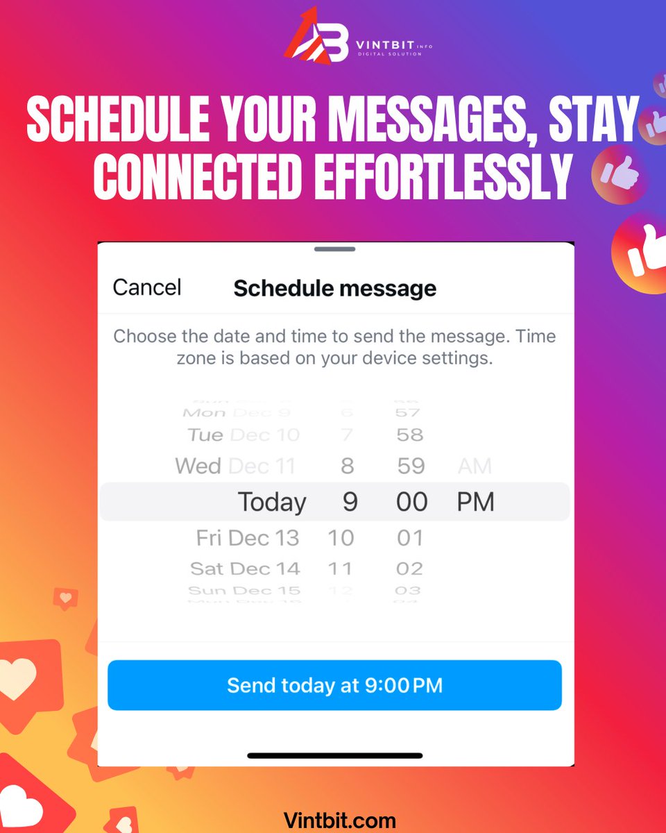 vintbit's tweet photo. Instagram Update: Now you can Schedule Your Messages! 💬📅 Stay connected effortlessly and never miss a conversation. Try it now! 🚀

#StayConnected #MessageScheduler #EffortlessCommunication #instagram #instagramupdate #instagramupdates #digitalmarketing #digitalmarketing101 https://t.co/TDkCsOBKfD
