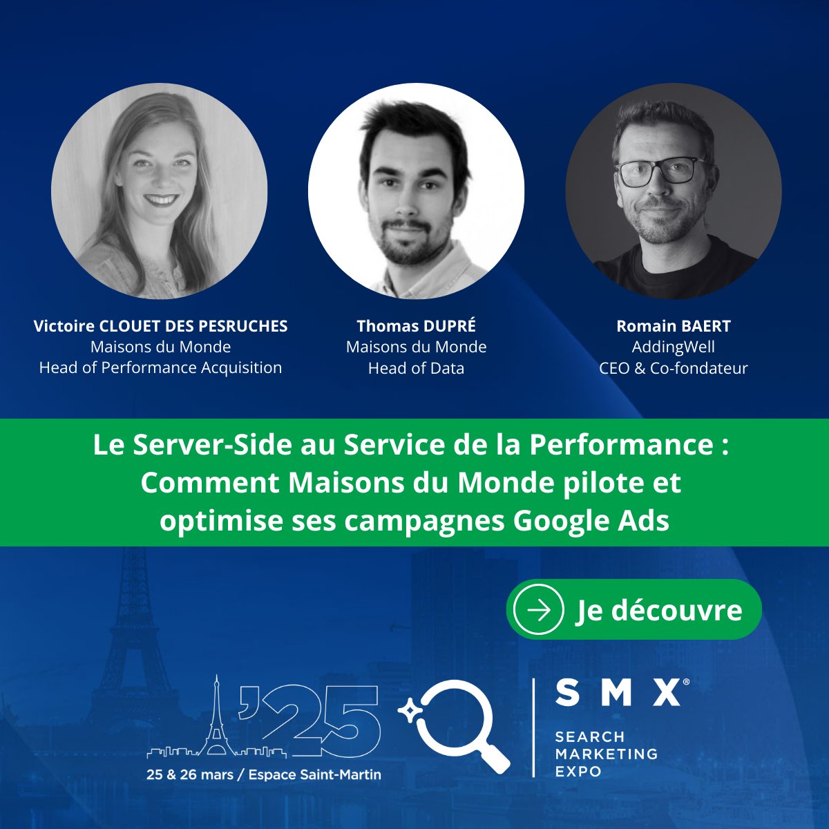 Addingwell (@addingwell) on Twitter photo Addingwell vous donne rendez-vous au ๐๐๐ ๐๐๐ซ๐ข๐ฌ ๐๐๐๐ !
๐
Le 25 mars, de 09h ร 10h
๐ Paris
๐๐ญ๐๐ฅ๐ข๐๐ซ ๐๐ฑ๐๐ฅ๐ฎ๐ฌ๐ข๐ :
๐ค Avec Romain Baert, Victoire Clouรซt des Pesruches et Thomas Duprรฉ
๐ Vous serez prรฉsent au SMX Paris ? Dites-le-nous en commentaire !
/+ Addingwell vous donne rendez-vous au ๐๐๐ ๐๐๐ซ๐ข๐ฌ ๐๐๐๐ !
๐
Le 25 mars, de 09h ร 10h
๐ Paris
๐๐ญ๐๐ฅ๐ข๐๐ซ ๐๐ฑ๐๐ฅ๐ฎ๐ฌ๐ข๐ :
๐ค Avec Romain Baert, Victoire Clouรซt des Pesruches et Thomas Duprรฉ
๐ Vous serez prรฉsent au SMX Paris ? Dites-le-nous en commentaire !
/+