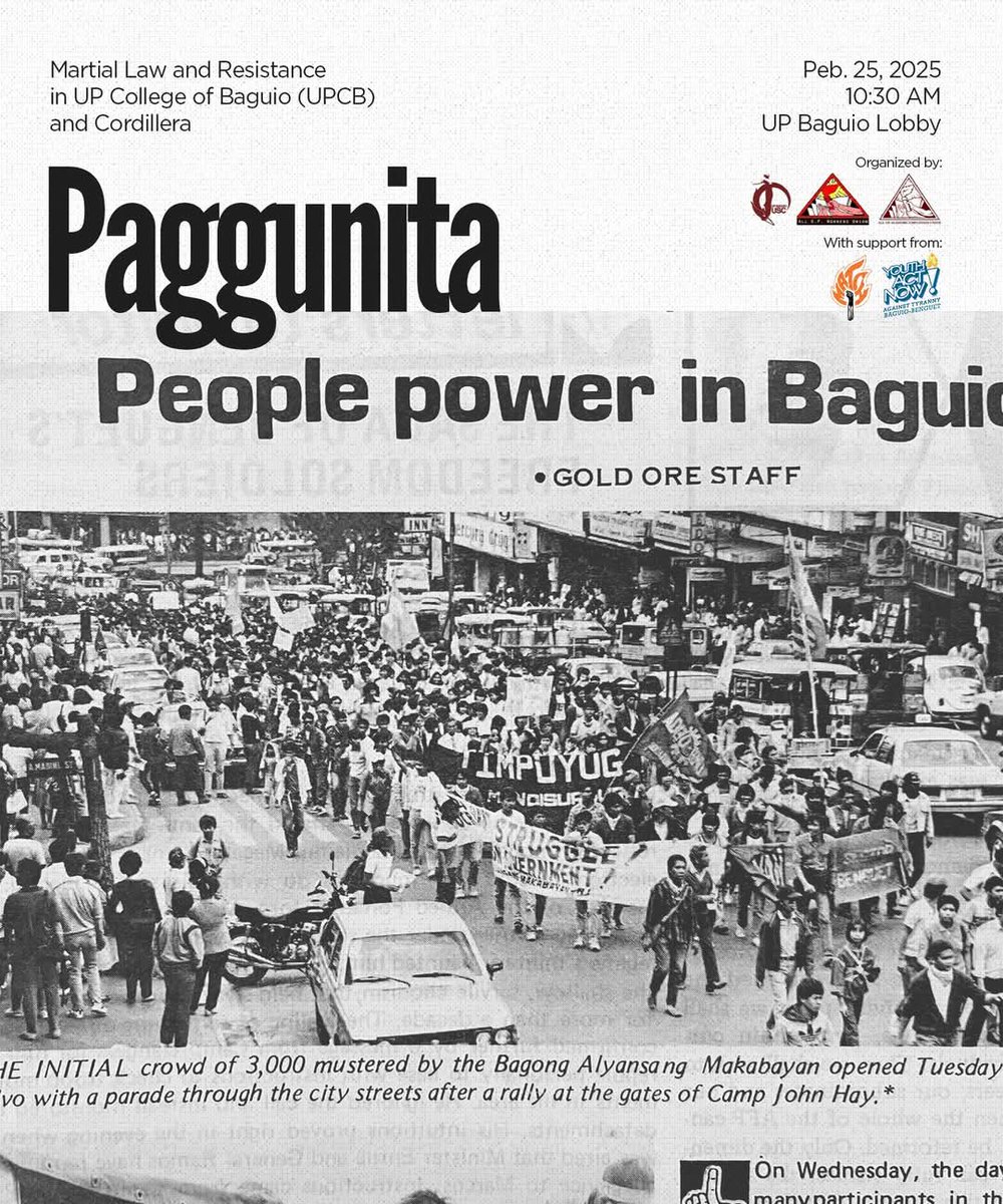 xiandrewE's tweet image. THE PEOPLE POWER IS IN FACT NOT ONLY IN EDSA. 

This picture below from the legendary community newspaper in Baguio, Gold Ore, is proof that the people power also happened in Baguio City. 3000-strong Baguio citizens marched from Camp John Hay down Session Road during that time