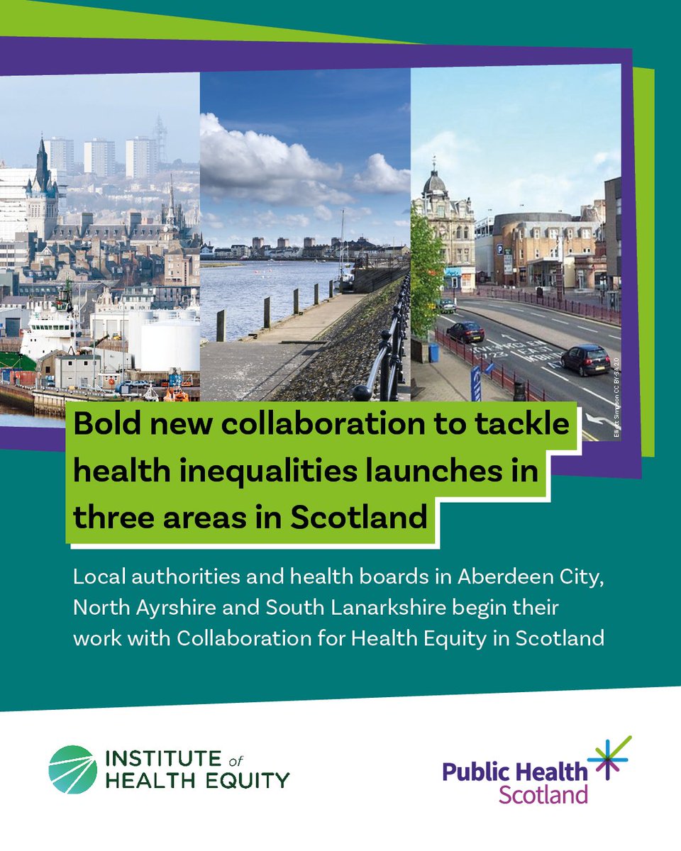 A bold new collaboration to tackle health inequalities has launched in three local areas in Scotland.

#AberdeenCity, #NorthAyrshire and #SouthLanarkshire will now begin work to strengthen local plans and enable people to live longer, healthier lives. ⬇️

publichealthscotland.scot/news/2025/febr…