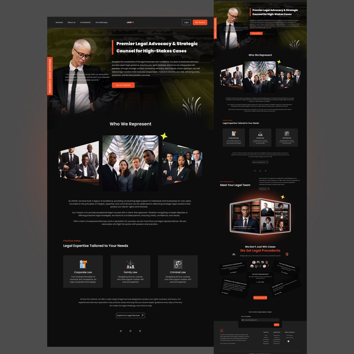 Section breakdown of the Law Firm landing page I designed. 
Which section is your favorite?

Feel free to roast me. Happy Monday