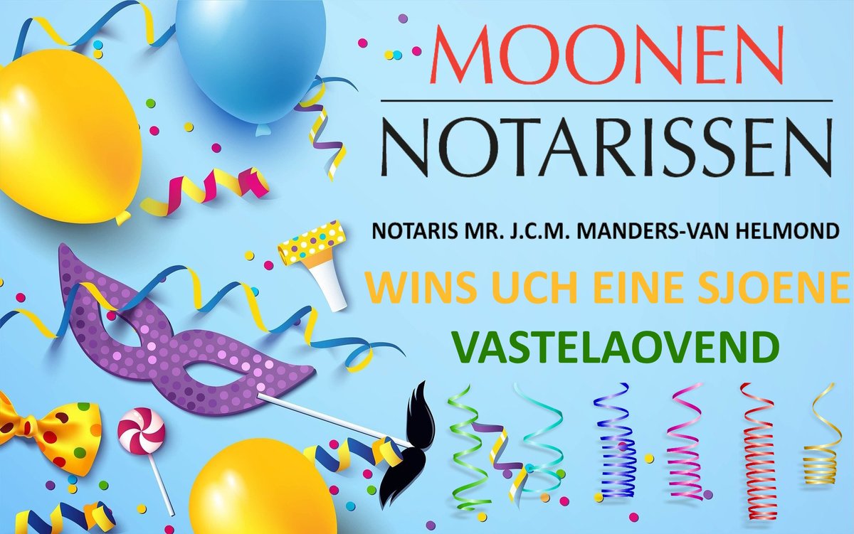 NotarisManders's tweet image. Op maandag 03-03-2025 en dinsdag 04-03-2025 zal het kantoor in Venlo gesloten zijn ivm carnaval.

Onze medewerkers staan in Venlo op woensdag 05-03-2025 weer voor u klaar.