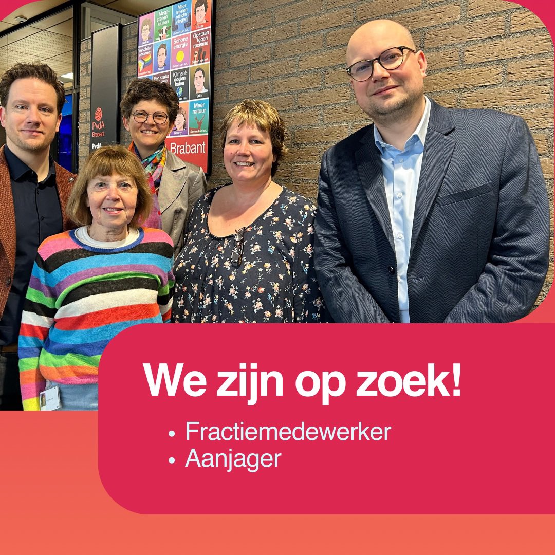 Heb je altijd een rol willen spelen in de PvdA Brabant? Dan hebben we goed nieuws! Er staan namelijk twee leuke vacatures open!

Wil je meer weten over de vacatures? Klik hier: brabant.pvda.nl/nieuws/wordt-j…

#Vacature