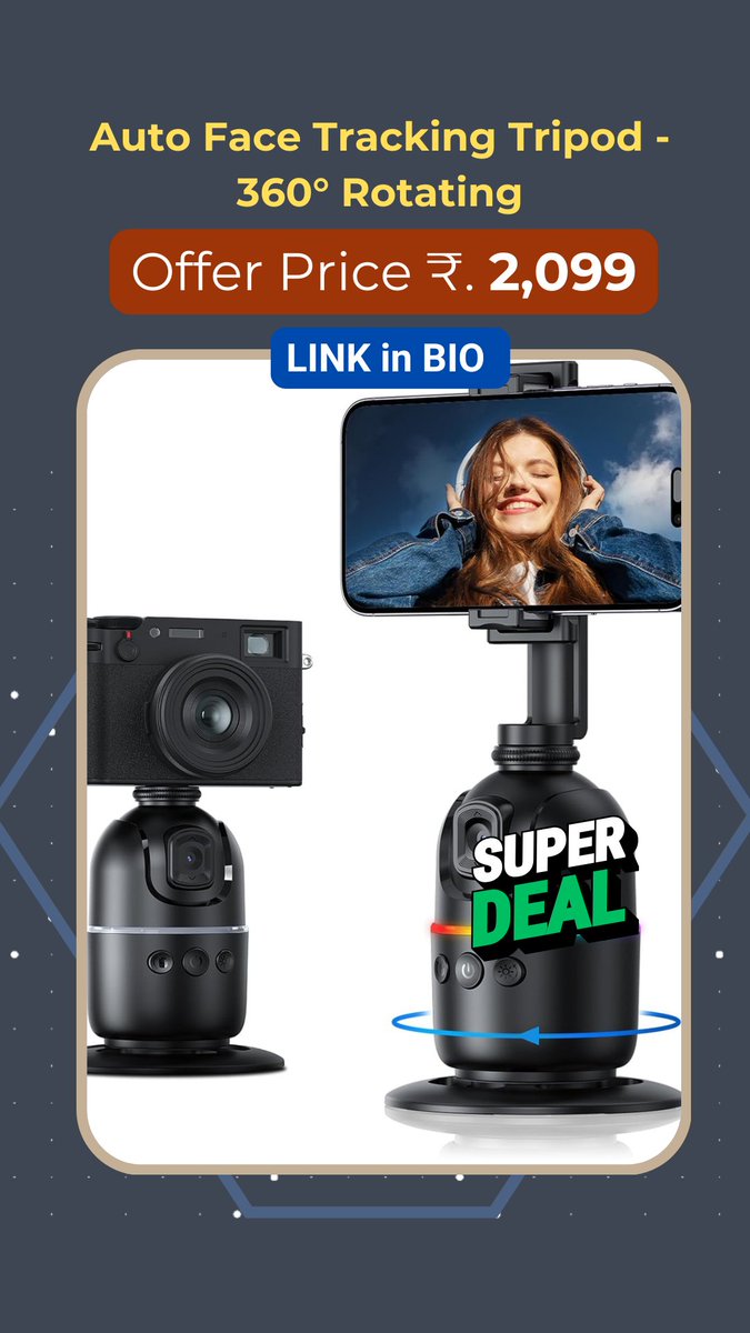 ExclDealsIndia's tweet photo. Auto Face Tracking Tripod India 

#facetracking #tripod #tripodforyoutubevideos #autofacetracking https://t.co/sgttOlngO6