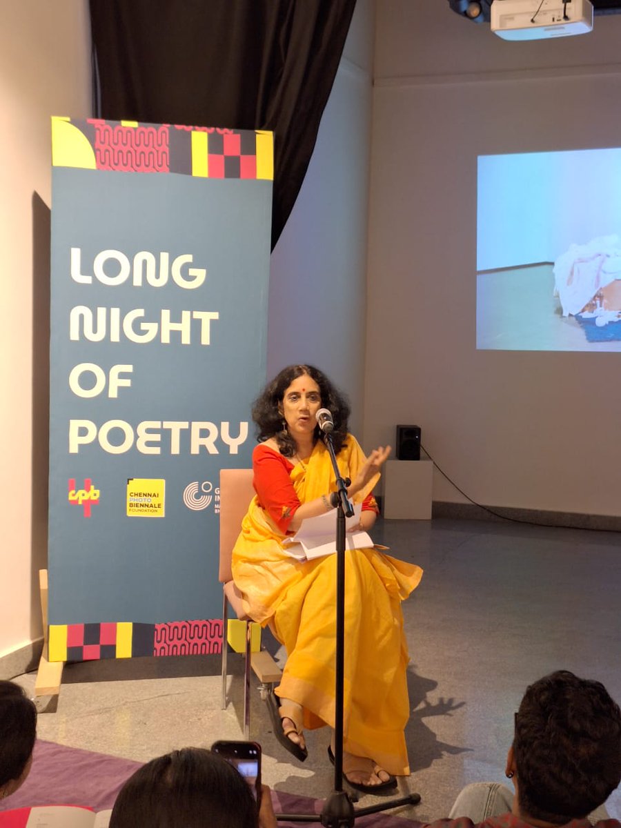 SrilataKrishnan's tweet image. Snapshots from the Feminist Poets Summit and the Long Night of Poetry curated by the Goethe-Institut / Max Mueller Bhavan and the Chennai Photo Biennale.
And my response via poems to the work of the artist Hannah Cooke exhibited at the biennale.
#poetrycommunity #poetrylovers