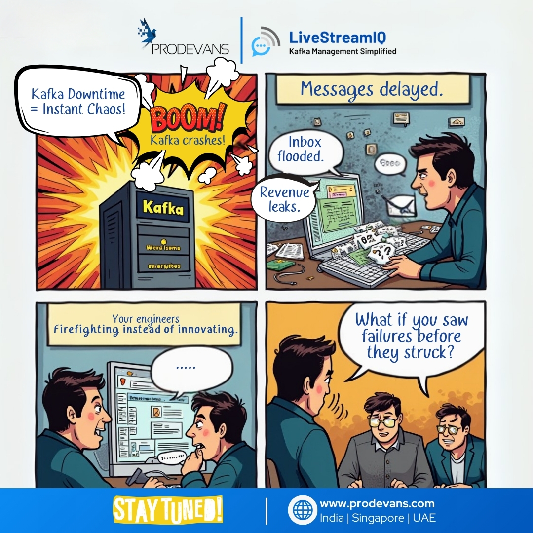 CEOProDevAns's tweet image. Prevent failures before they happen & keep your system running smoothly with LiveStreamIQ by Prodevans. 
Stay tuned!
Visit: livestreamiq.com
Contact: prodevans.com
#KafkaMonitoring #PreventDowntime #DataReliability #ITOps #CloudComputing #LiveStreamIQ #Prodevans