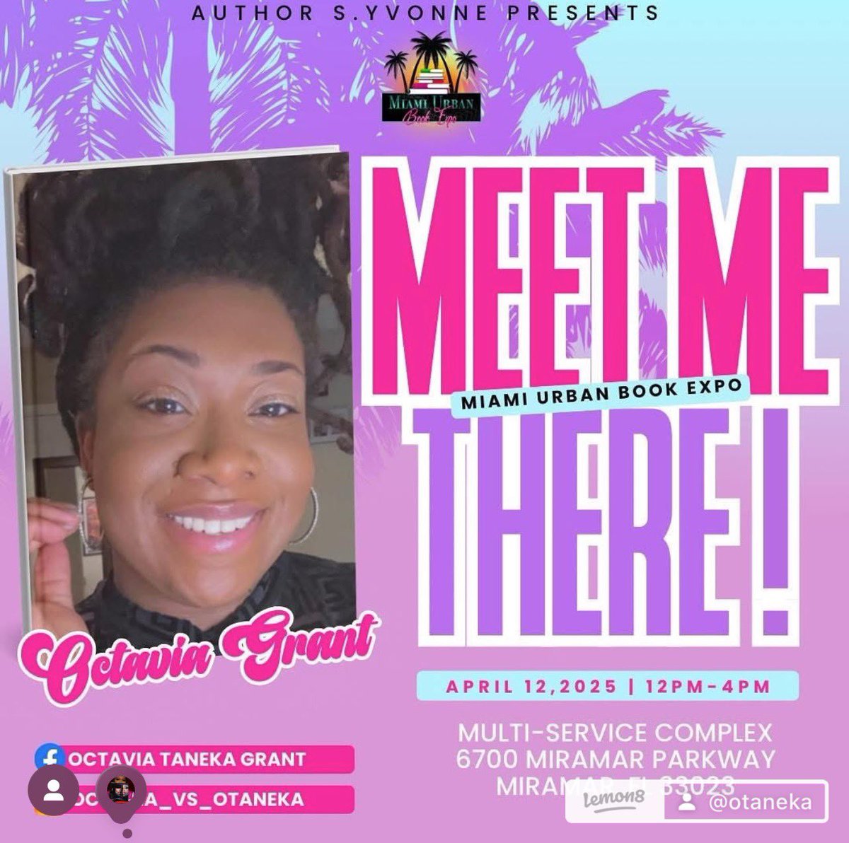 Hey y'all! I will be attending the Miami Urban Book Expo  on April 12. You can Pre-order your books by visiting my Beventi beventi.co/orderform/ijr0… Place orders before March 15, 2025. I can't wait to see you all in Miami. #OctaviaGrant   #bookexpo #psychologicalthriller #miami