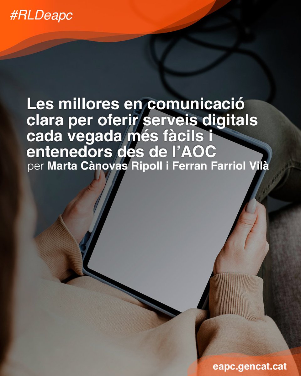 🗨️ ‘La simplicitat i la usabilitat són clau en la creació de #ServeisDigitals’. <a href="/martacanovasr/">Marta Cànovas</a> i <a href="/FerranFarriol/">ferran farriol vilà</a> escriuen al blog #RLDeapc sobre com el <a href="/ConsorciAOC/">AOC</a> aposta per la #ComunicacióClara i un disseny centrat en les persones #GovernObert 

📲 gen.cat/3D0Bs6x