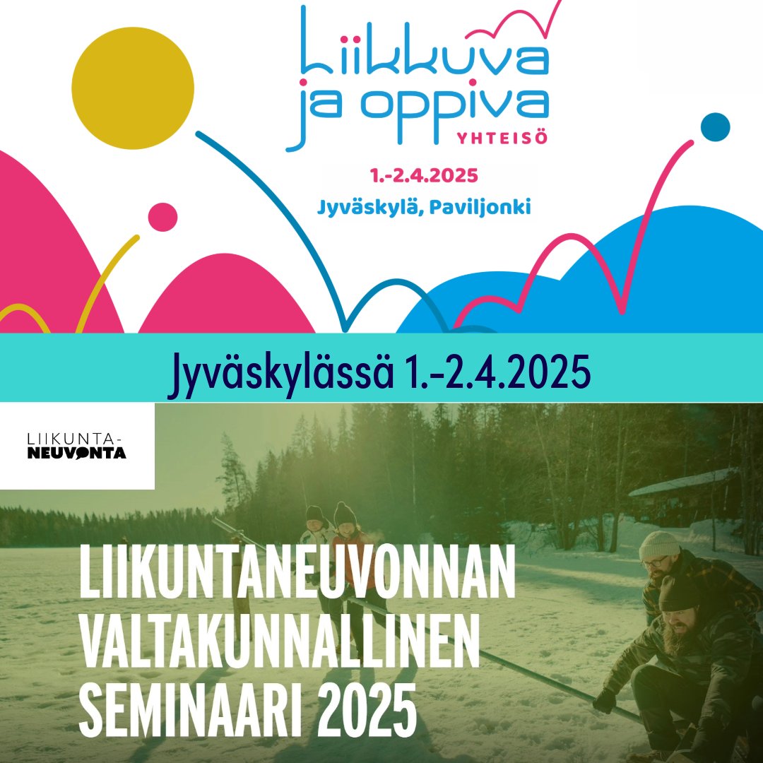 Sykkiikö sydämesi hyvinvoinnille ja liikkumisen edistämiselle? Jyväskylässä kohdataan!
#LiikkuvajaOppiva #LiikuntaneuvonnanValtakunnallinenSeminaari2025
💡 Varmista paikkasi edullisemmin. Early bird -hinnat  voimassa 28.2. asti.
<a href="/liikkuvakoulu/">Liikkuva koulu</a> <a href="/liikkuvaaikuine/">Liikkuva aikuinen</a>