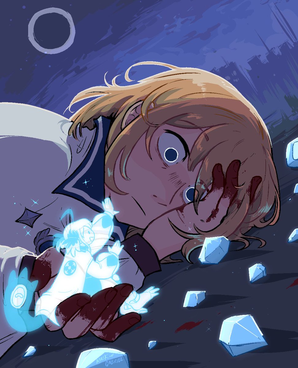 ㅤ   Amelia está llena de traumas qué aún lucha por superar ... haber visto las peores aberraciones y a sus propias compañeras dejar de existir le sigue atormentando cuando cierra los ojos, ahora vaga por cualquier realidad existente, buscando ese anhelado consuelo.