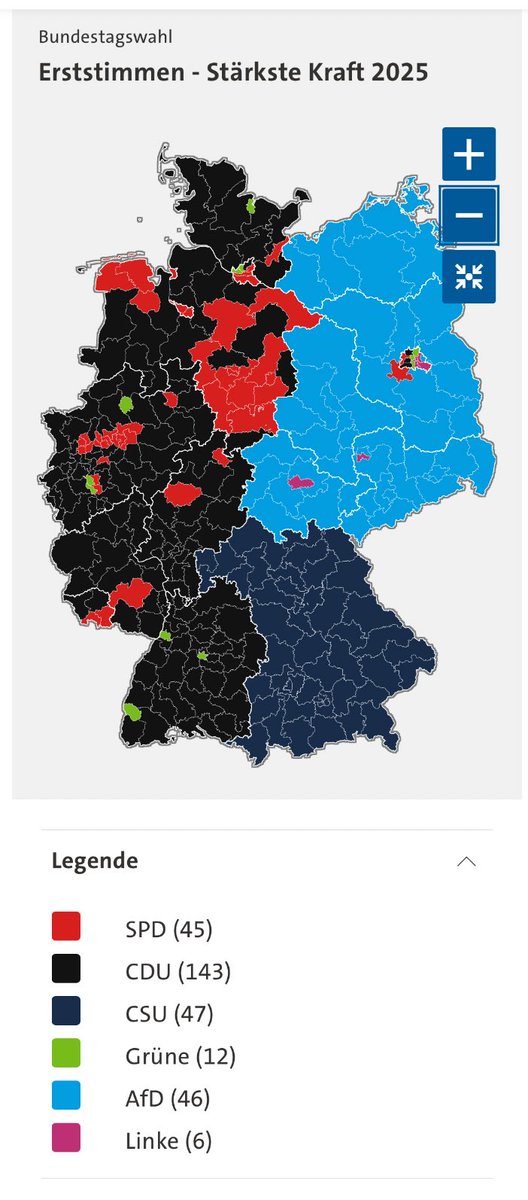 FernandoHValls's tweet photo. Así votó Alemania el 23 de febrero de 2025.

Parece el mapa de antes de la caída del Muro de Berlín. https://t.co/bQa9ziU8Sw