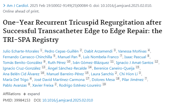 BibliotecaHUCA's tweet photo. PubMed- https://t.co/hyZ3Wr9bEb One-Year Recurrent Tricuspid Regurgitation after Successful Transcatheter Edge to Edge Repair: the TRI-SPA Registry @HUCA_Asturias #publiHUCA @ASIV_Asturias #HeartArea #Cardiology https://t.co/9D8LmhqatK