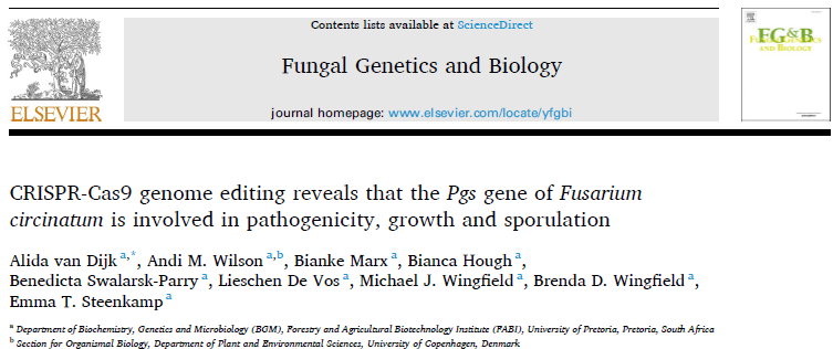 So excited that my first FIRST author article is out! 🥳

We used CRISPR-Cas9 genome editing to uncover the role of the Pgs gene in Fusarium circinatum—a major pine pathogen. 🌲🧬

Read more: doi.org/10.1016/j.fgb.…

🧵👇