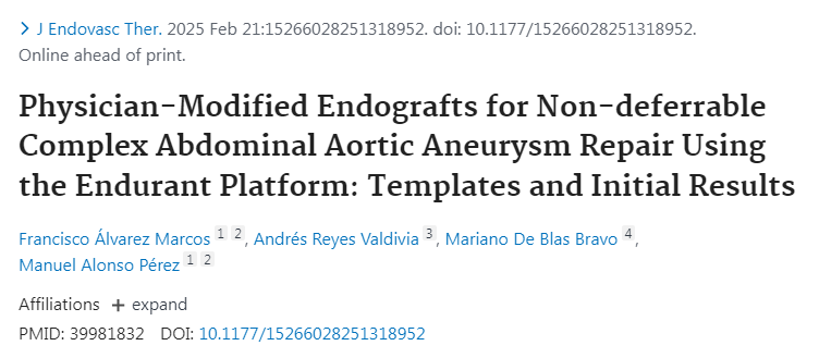 BibliotecaHUCA's tweet photo. PubMed- https://t.co/dvt3K7SOfn Physician-Modified Endografts for Non-deferrable Complex Abdominal Aortic Aneurysm Repair Using the Endurant Platform: Templates and Initial Results @HUCA_Asturias #publiHUCA @ASIV_Asturias @FINBAsturias #ISPA #Angiology #VascularSurgery https://t.co/XRhU9hsRzj