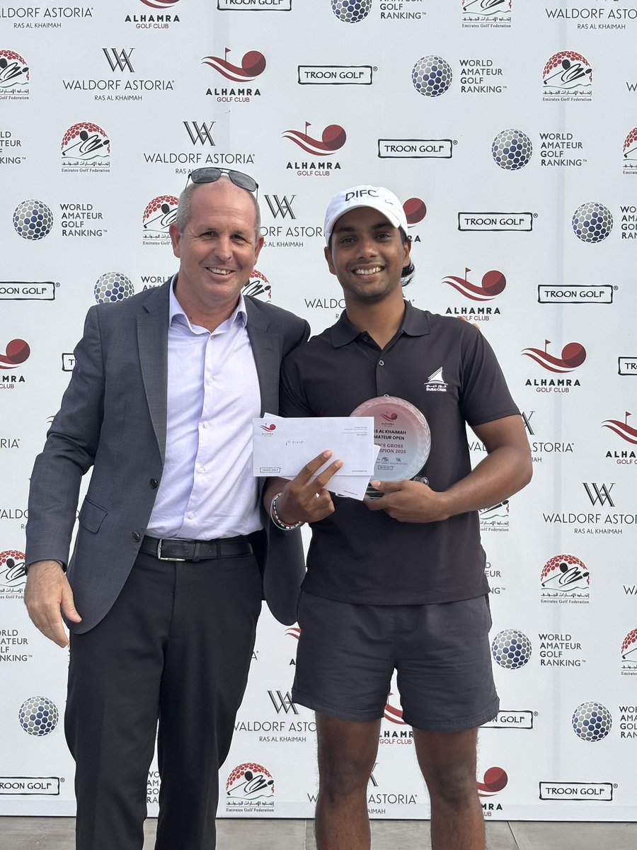The Ras Al Khaimah Amateur Open sponsored by Waldorf Astoria, was 3 days of amazing golf! 

A round of applause to everyone that participated 

Men's Gross Champion 2025: Mikhail Pinto - Total Gross of 219
Ladies' Gross Champion 2025: Sana Tufail - Total Gross of 224
