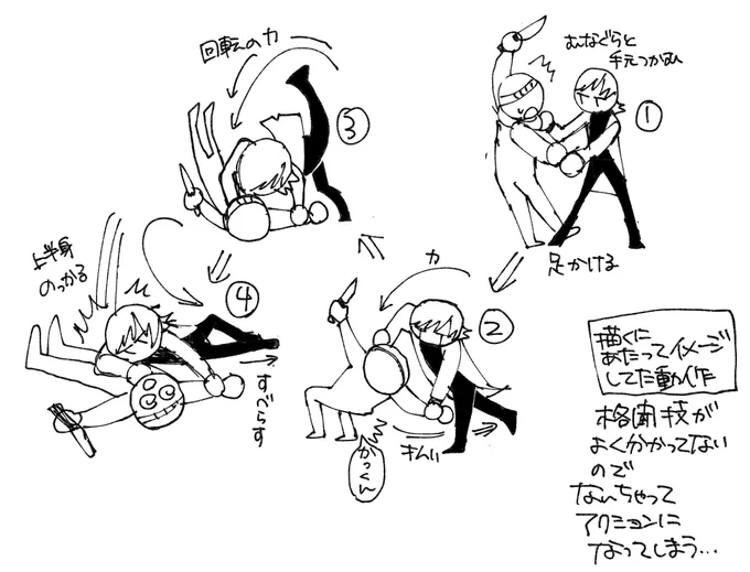 これ描く時に考えてたメモ発掘した。アクション描けるようになりたいねぇ。(ほな勉強せな) 