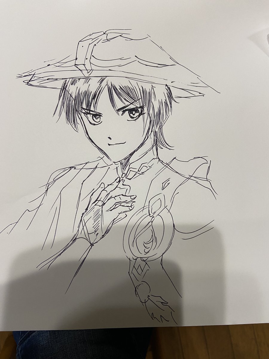 実家に行った時、姪ズに描いて〜と言われてボールペンとその辺にあった紙に描いたソシャゲのキャラ
犬の執事が私も好みなんだけど酔っててゲーム名もキャラ名も覚えていない 