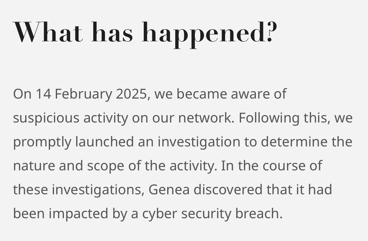 Confirmation from Genea on a timestamp - 14 February 2025. Citrix last seen on 13 February, ‘became aware’ on 14 February. I’m sold.