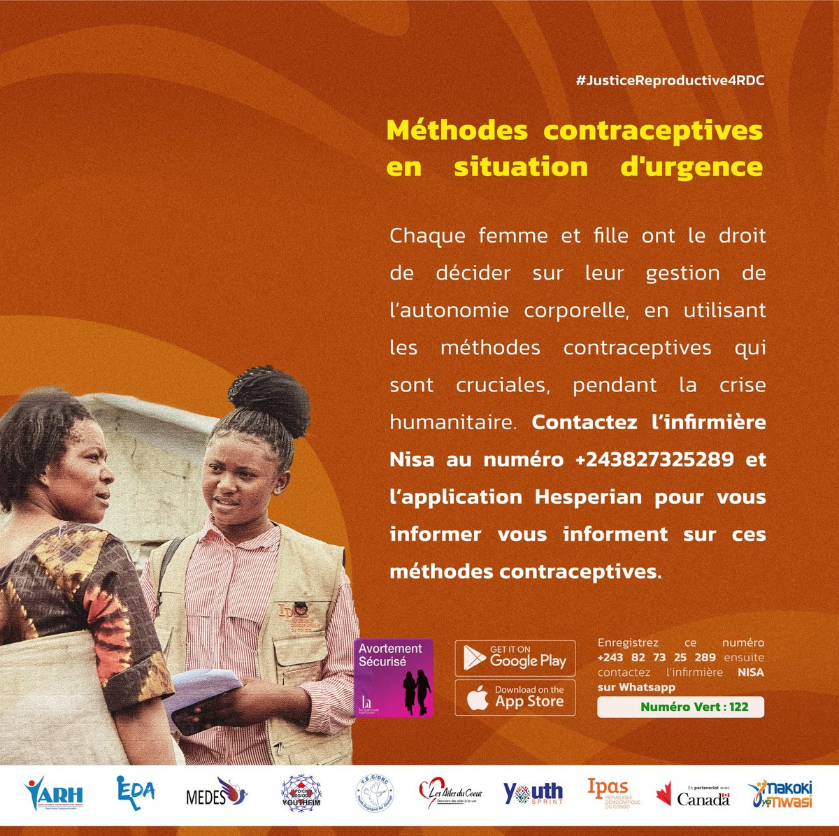 #MakokiYaMwasi: Rappelons que c’est la femme qui a la dernière décision en rapport avec la contraception, ce pourquoi dans ce contexte humanitaire facilitons les femmes d’accéder aux méthodes contraceptives de leur choix.

#JusticeReproductive4RDC