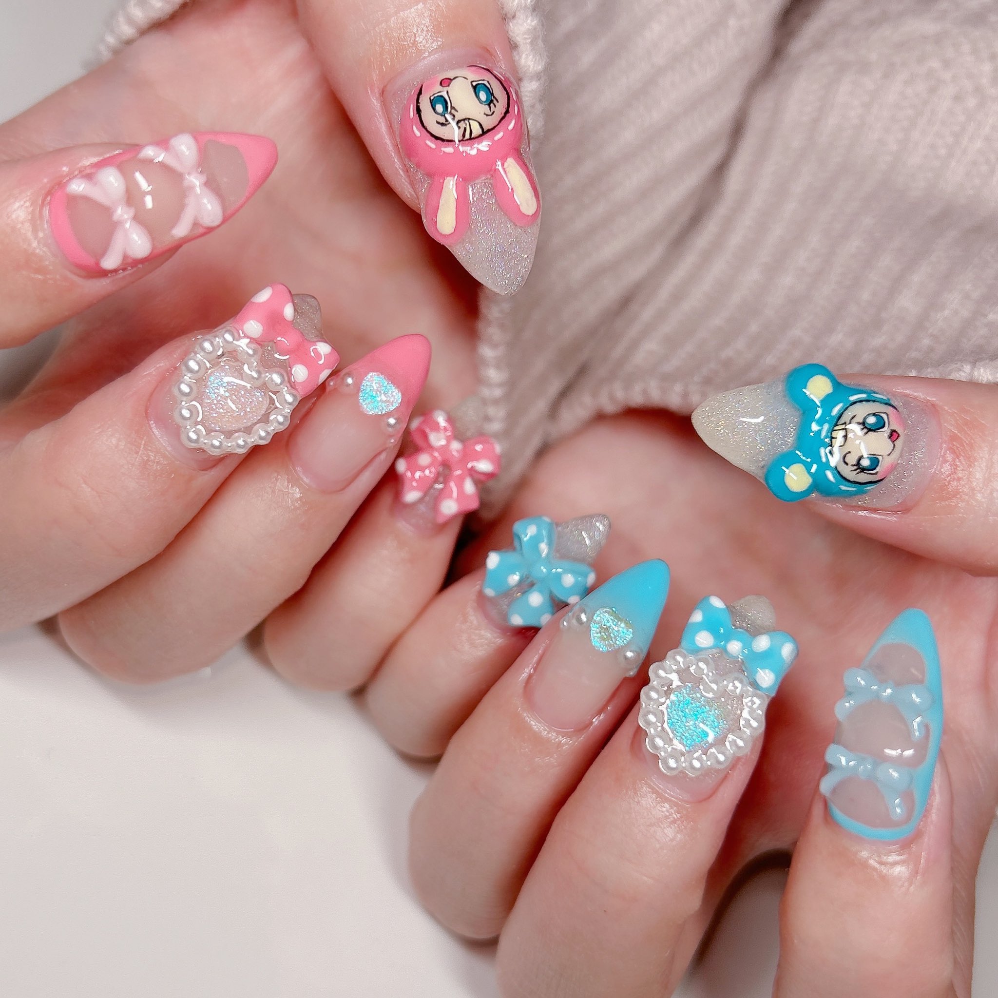 いちか　痛ネイルオーダー 鬼滅の刃⚔️時透無一郎 セミオーダー➕痛ネイル2本➕3d2本 周年