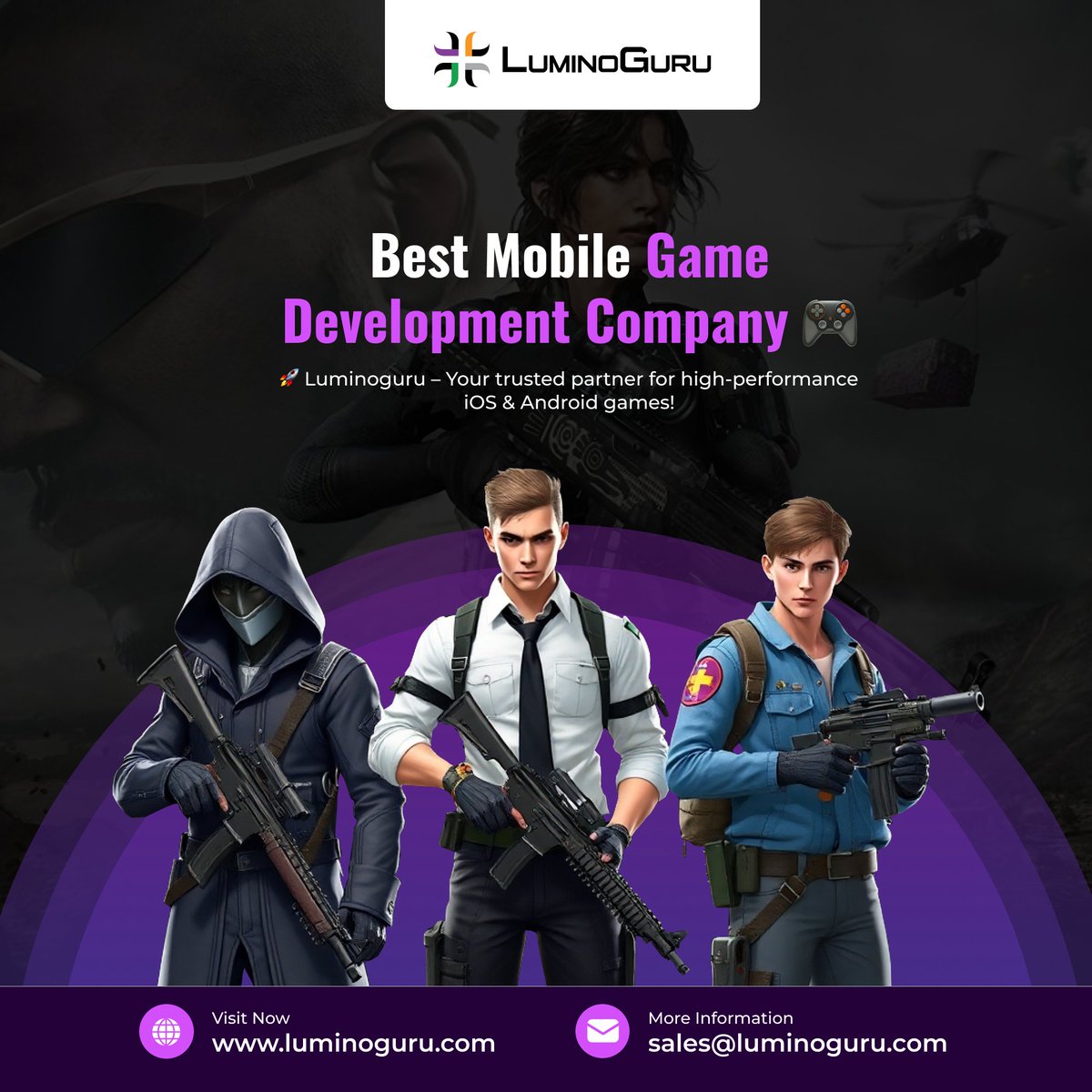 🚀 Luminoguru – Best Mobile Game Development Company! 🎮

✅ Custom Mobile Games | AR/VR &amp; Multiplayer
✅ AI-Powered Game Solutions | iOS &amp; Android
🔥 Let’s Build Your Dream Game! DM us now.
#GameDevelopment #MobileGames #Luminoguru #GamingSolutions 🚀